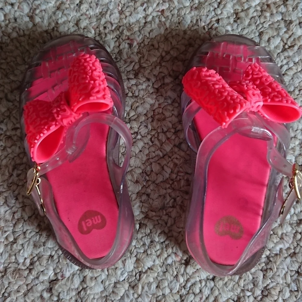 Mel By Melissa Toddler Clear Jelly Sandals Pink Leopard Bow Size 7